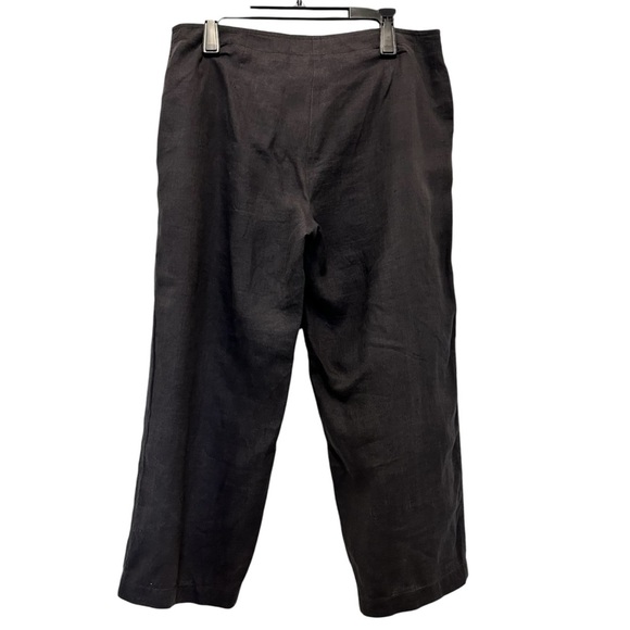 Eileen Fisher Cropped Black Linen Pants Relaxed Fit SZ M - Picture 2 of 4